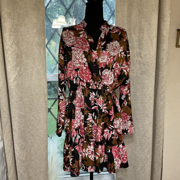 ZARA Printed Floral Long Sleeve Mini Dress Size S Authentic! - Picture 9 of 12